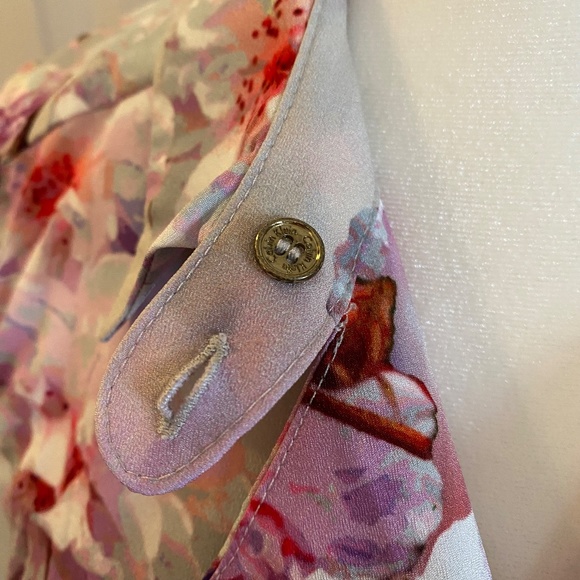 Calvin Klein sleeveless floral blouse, asymmetrical zip, size XS - Picture 4 of 8